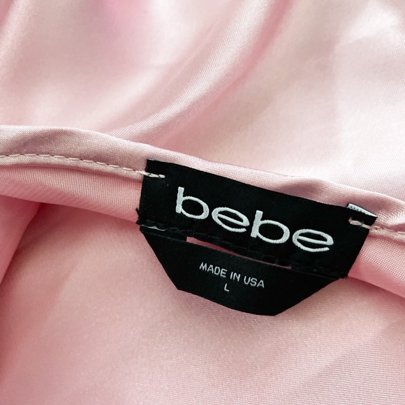 NWT- BEBE Silky Cowl Neck Pink Slip Dress - Picture 6 of 11